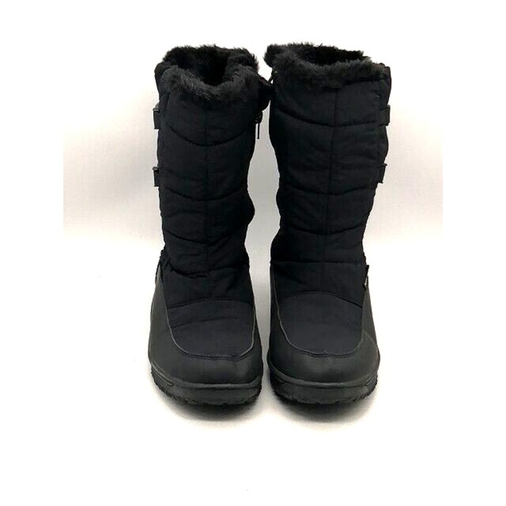 Tamarack Womens Snow Boots Black Nylon Ankle Faux Fur Lined Side Zip Buckles 8
